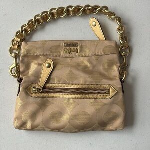 Coach Amanda Foldover Clutch Bag Gold